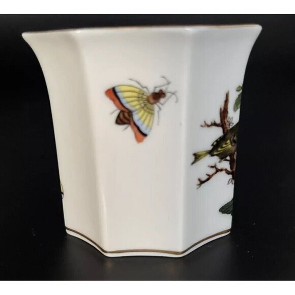 Herend Rothschild Bird and Butterfly  Octagon Toothpick Holder Or Mini Vase - Picture 3 of 7
